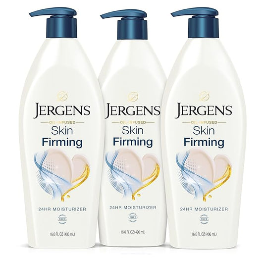 Jergens Skin Firming Body Lotion for Dry to Extra Dry Skin, Skin Tightening Cream with Collagen and Elastin, Dermatologist Tested, Hydralucence Blend Formula, 16.8 Oz, Pack of 3-GlimoraGlow