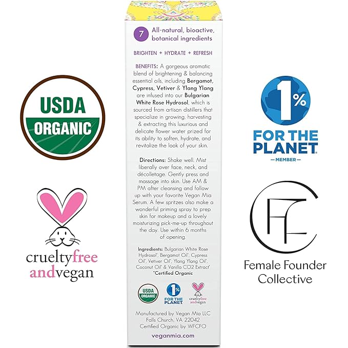 USDA Organic Clarity Balancing Face Mist - Hydrating Rose Water Facial Spray Suitable For All Skin Type Face Moisturizer, Setting Spray for Makeup & Face Primer, 3.4 oz-GlimoraGlow