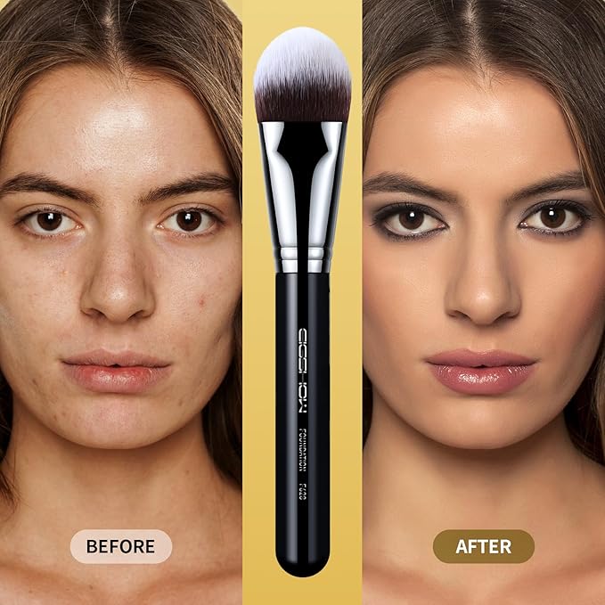 EIGSHOW Flat Foundation Brush, Large Face Makeup Brush with Soft Dense Synthetic Bristles for Blending Liquid Cream Powder (F628)-GlimoraGlow