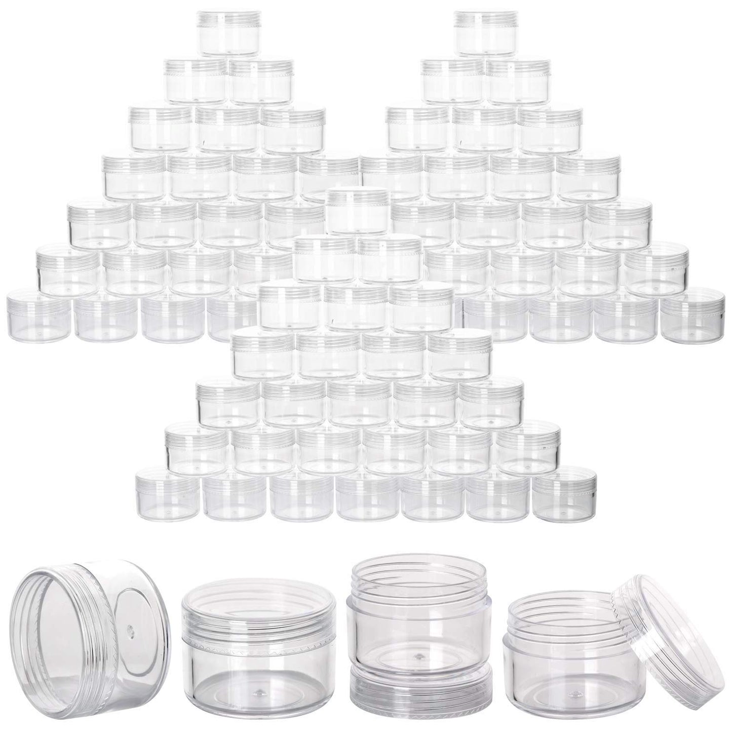 100 Count Refillable Sample Containers with Lids Cosmetic Jars 15 Gram Empty Cream Jars Leak Proof Makeup Containers for Traveling - Clear-GlimoraGlow