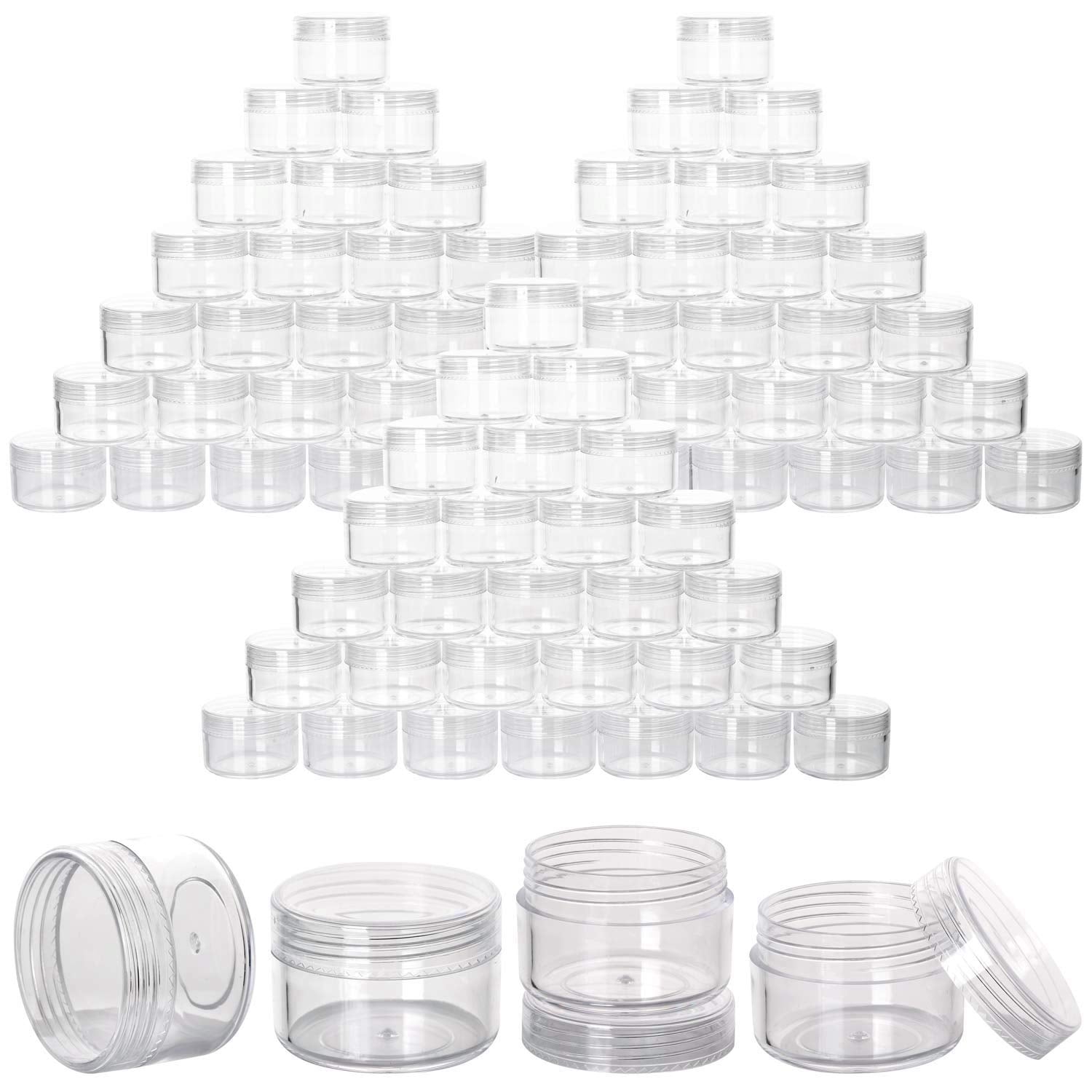 100 Count Refillable Sample Containers with Lids Cosmetic Jars 15 Gram Empty Cream Jars Leak Proof Makeup Containers for Traveling - Clear-GlimoraGlow