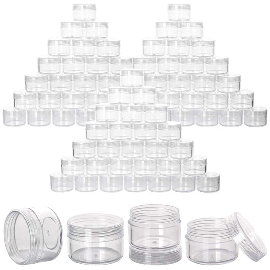100 Count Refillable Sample Containers with Lids Cosmetic Jars 15 Gram Empty Cream Jars Leak Proof Makeup Containers for Traveling - Clear-GlimoraGlow