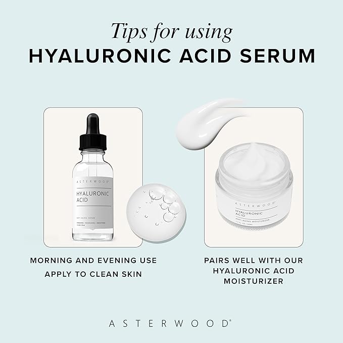 Asterwood Hyaluronic Acid Serum for Face - Plumping, Anti-Aging, Hydrating - Fragrance-Free - 2 Fl Oz-GlimoraGlow