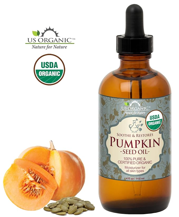 US Organic Pumpkin Seed Oil, USDA Certified Organic,100% Pure & Natural, Cold Pressed Virgin, Unrefined in Amber Glass Bottle w/Glass Eyedropper for Easy Application (Large (4 oz, 115 ml))-GlimoraGlow