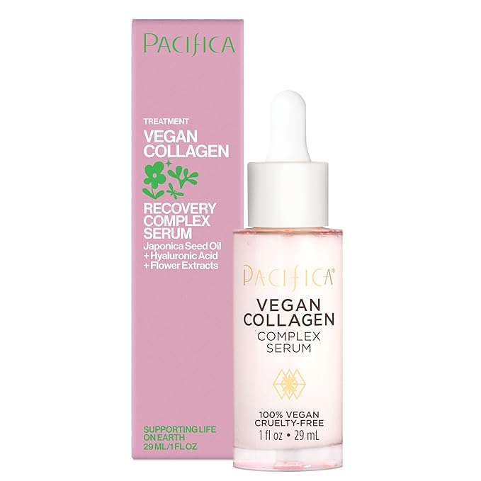 Pacifica Vegan Collagen Complex Face Serum Anti Aging Hydrating Serum w/Hyaluronic Acid for Plumping & Firming Collagen Boosting Facial Serum for Fine Lines & Wrinkles Clean Dermatologist Tested-GlimoraGlow
