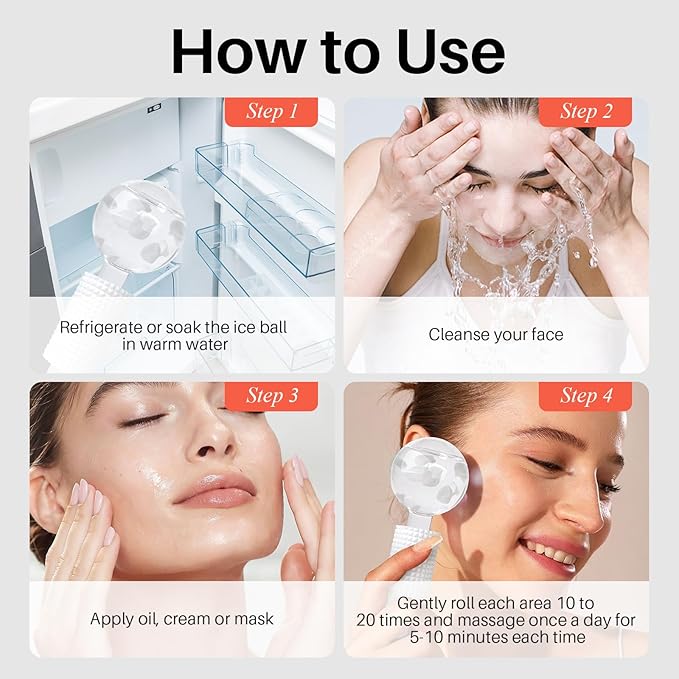 Ice Globes & Ice Roller for Face and Eyes - Facial Massage Tools for Skin Care, Reduce Wrinkles & Puffiness, Cooling Globes & Roller Ball for Glowing Skin 2PCS (White)-GlimoraGlow