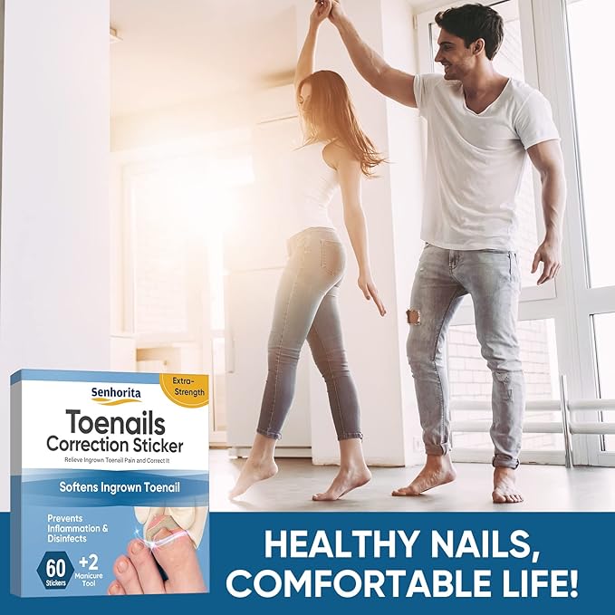 Ingrown Toenail Treatment, 60Pcs Ingrown Toenail Corrector Strips, Ingrown Toenail Removal Kit with File and Lifter, 60Pcs-GlimoraGlow