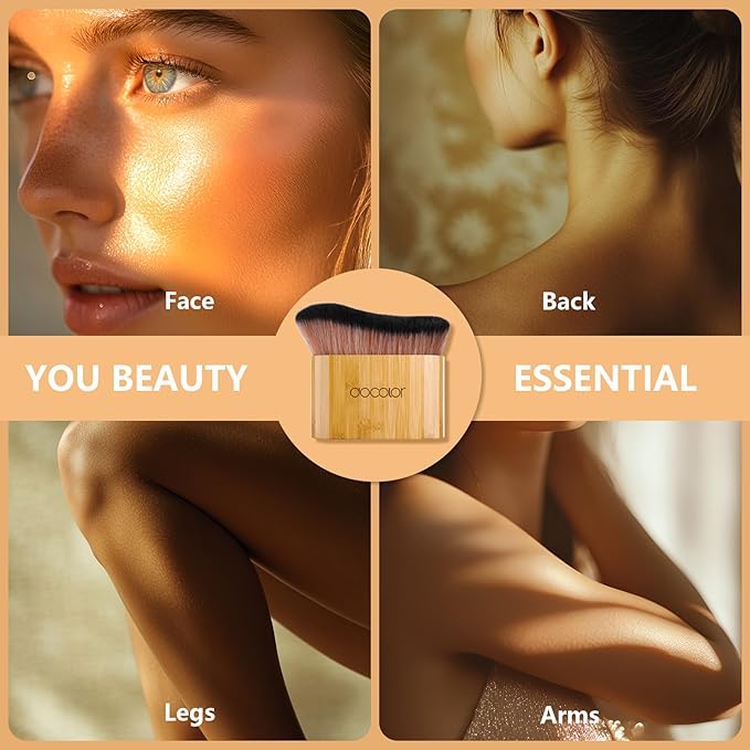 docolor Self Tanner Brush Large Body Makeup Brush, Soft Vegan Tanning Brush no stripes, for Foundation, Self-tanner, Bronzer, Self Tan Back Applicator Body + Face Self-Tan Blending Brush Gift Box-GlimoraGlow