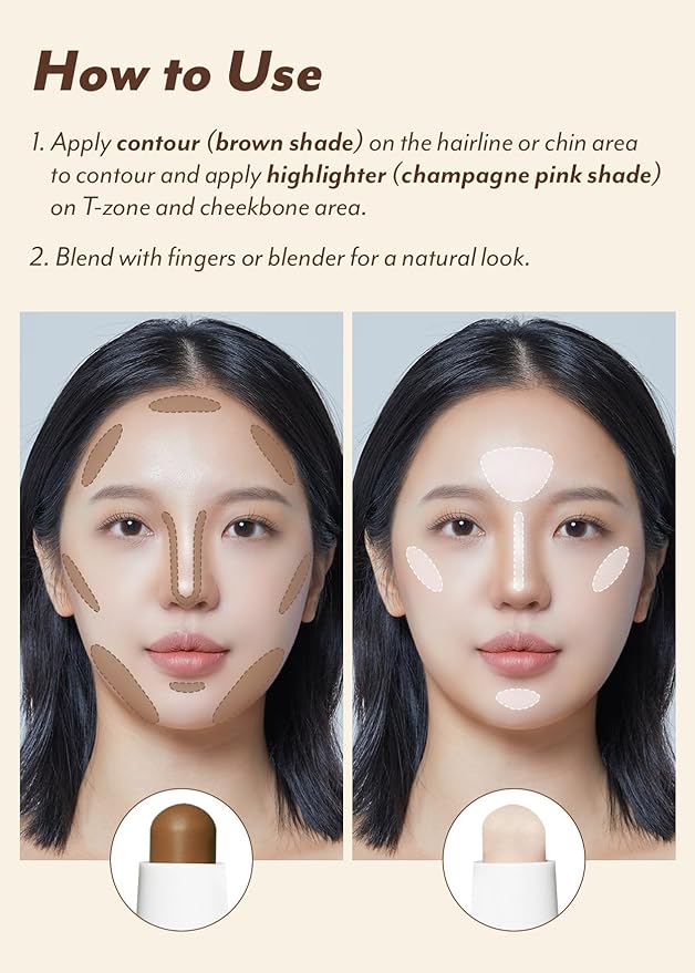 I'M MEME I'm Multi Stick Dual | Two Shade Shading and Highlighting Matte Finish | Suitable for Beginners Portable Size | 001 Contouring-GlimoraGlow