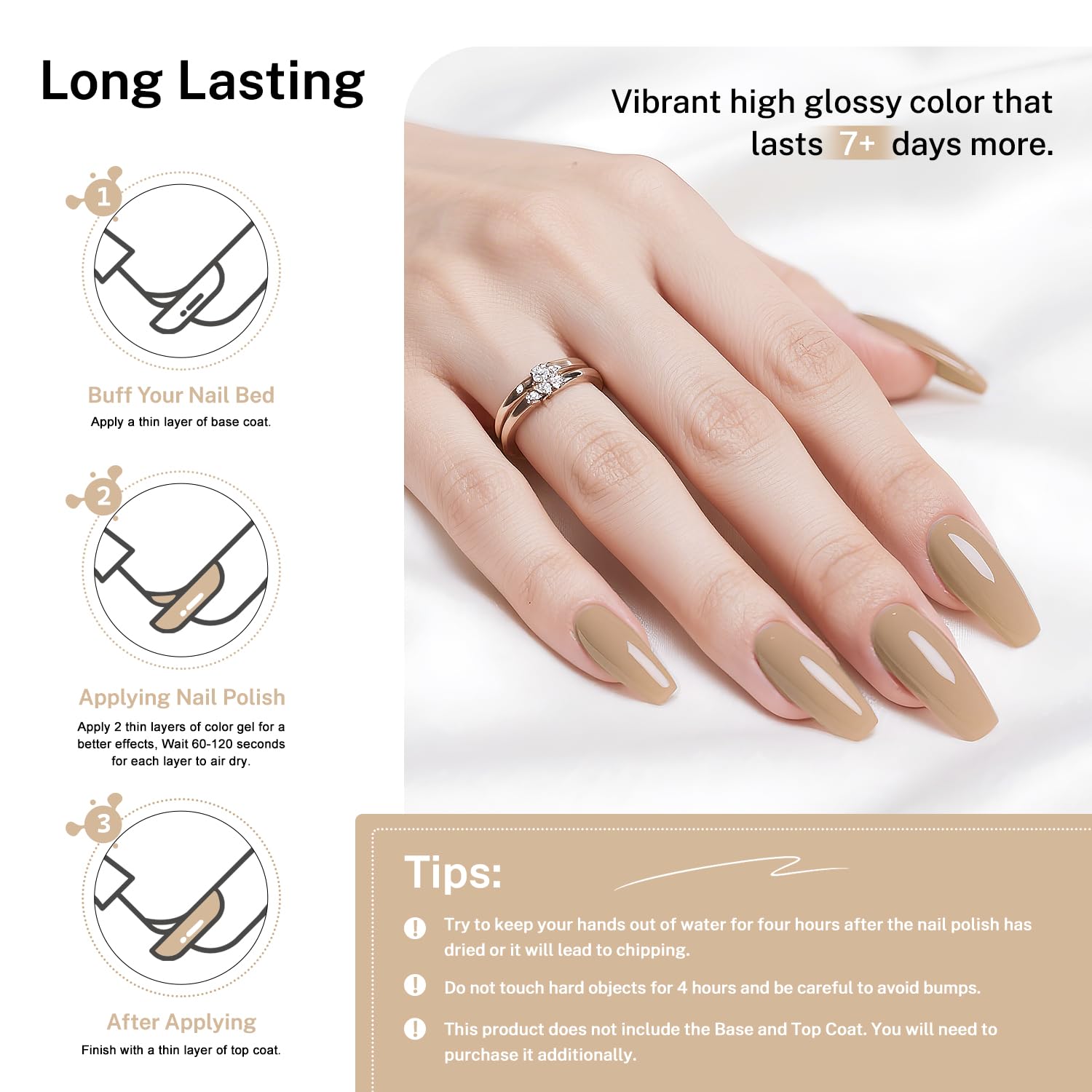 16.5ml Nude Brown Nail Polish Large Volume Quick Drying Nail Polish, Fast Drying and Long Lasting Color Nail Art DIY Home Manicure Gift for Women-GlimoraGlow