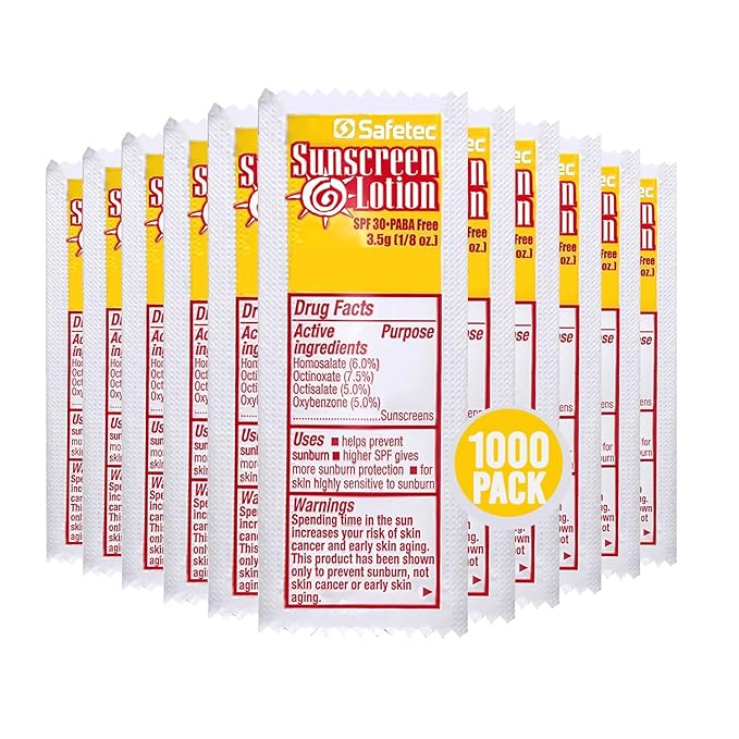 Sunscreen Lotion, SPF30 Protection and PABA Free, Individual Packets of Sunscreens (Pack of 1000) – Travel Size Sun Screen for Outdoors, Bundled with reclosable Homesphere bag-GlimoraGlow