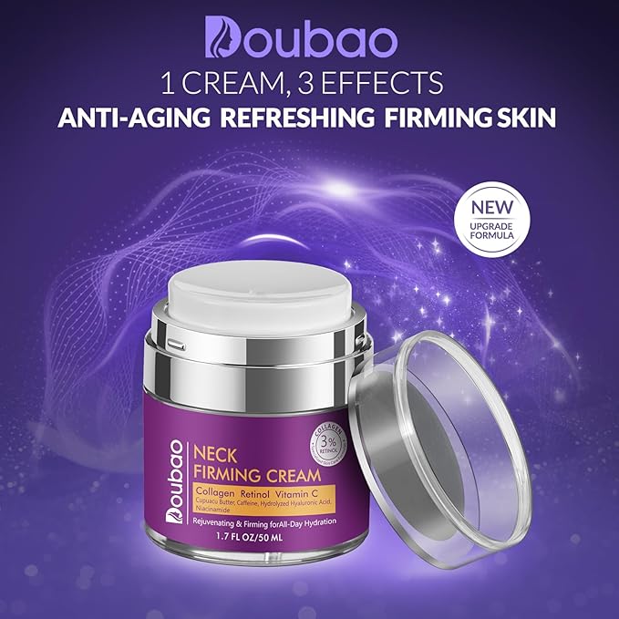 Neck Firming Cream, Wrinkle Cream for Women, Retinol Moisturizer with Collagen and Hyaluronic Acid for Neck, Face and Décolleté, 1.76 fl oz-GlimoraGlow