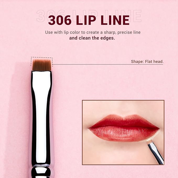 Jessup Lip Brush Set, Professional Lip Makeup Brushes for Lipstick Streak-Free Contour Define and Accentuate, Premium Synthetic Hair, 5pcs T325-GlimoraGlow