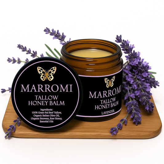 Marromi Beef Tallow for Skin, Tallow Honey Balm, Organic Grass-Fed Beef Tallow Balm with Raw Honey, Natural Soothing Moisturizing (Lavender scent)-GlimoraGlow