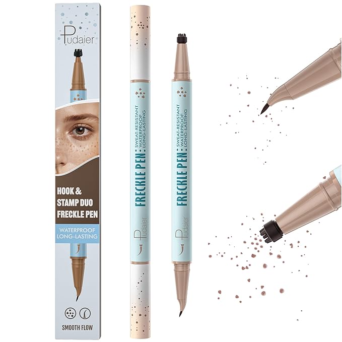 2-in-1 Dual Ended Microblading Freckle Pen & Freckle Stamp,Waterproof Freckle Stamp & Precise 15°Tip for Natural Lifelike Freckle Makeup,Perfect Make up,Last 24Hrs.-GlimoraGlow