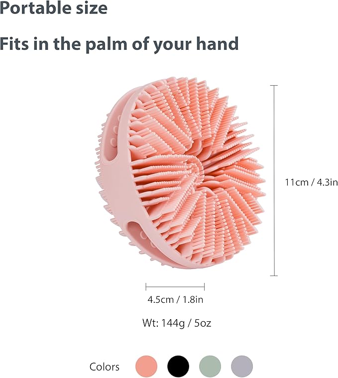 2 PC Silicone Exfoliating Body Scrubber, Silicone Body Shampoo Brush, Soft Silicone Loofah for Sensitive Skin, Shower Silicone Hair Scalp Massager, Easy to Clean, Lather Well(Pink&Black)-GlimoraGlow