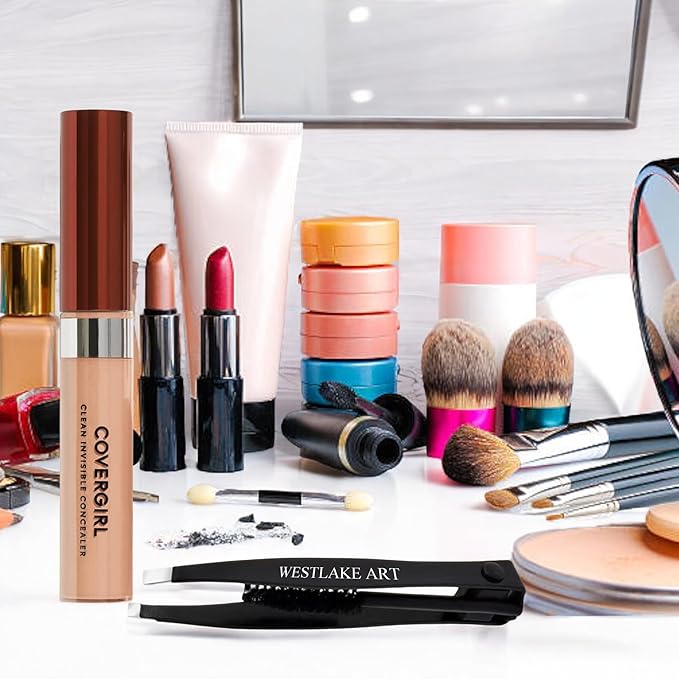 Invisible Lightweight Concealer, 0.32 Oz, Lightweight, Buildable Coverage For Flawless Complexion, Medium Concealer Bundle With Eyebrow Tweezers, Long-Lasting Wear, [Pack Of 1]-GlimoraGlow