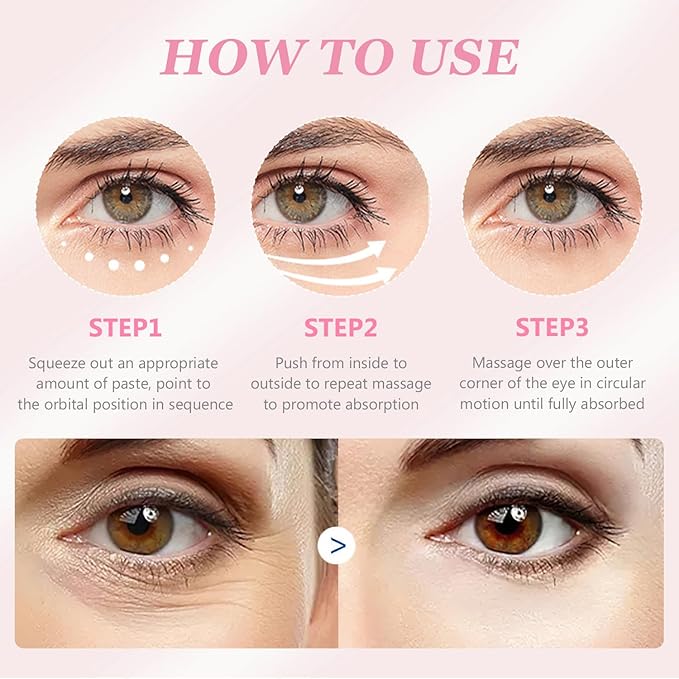 Instant Under Eye Cream, Ream For Eye Bags, Moisturizing Eye Cream, Anti-Wrinkle Eye, Brightening Eyes Tightener Cream, Helps To Instantly Reduce The Puffy Eye Look（2pcs）-GlimoraGlow