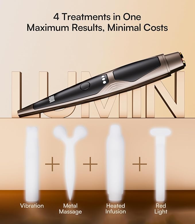 INIA Under-Eye Red Light Therapy for Face, 4-in-1 Beauty Device with Heat, Vibration, Massage & Red Light for Dark Circles, Puffiness & Skin Firming – Enhances Skincare Routine-GlimoraGlow