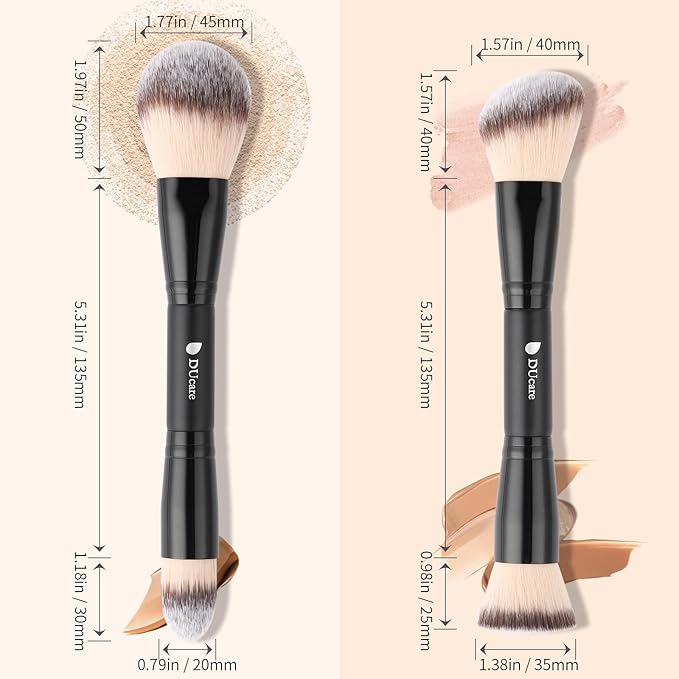 DUcare Makeup Brushes Duo End Foundation Contour Powder and Buffer Brush Bronzer Double Makeup Brush Set 2Pcs black-GlimoraGlow