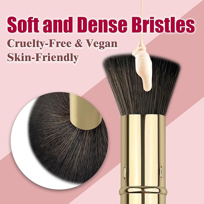 Retractable Kabuki Brush, Travel Powder Foundation Makeup Brush Face Blush Brushes for Liquid, Cream and Powder Face Makeup, Travel Size Makeup Brush-GlimoraGlow