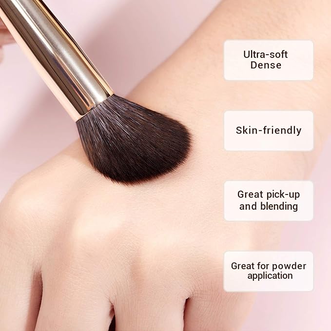 Jessup Makeup Brushes Set Professional, 25PCS Premium Natural Powder Foundation Eyeshadow Blending Concealer Blusher Highlight Labeled Brushes, T280-GlimoraGlow