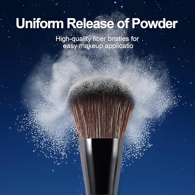 Large Bamboo Mineral Powder Brush, Fluffy Foundation Makeup Brush Kabuki Brushes with Soft Synthetic Bristles for Loose & Pressed Powder, Liquid, Cream, Buffing, Blending, Vegan & Cruelty-Free Tool-GlimoraGlow