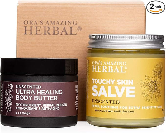 Ora's Amazing Herbal, Eczema Treatment, Touchy Skin Salve, Ultra Healing Body Butter, Organic Calendula for Skin, Herbal Salves, Unscented Skin Care-GlimoraGlow