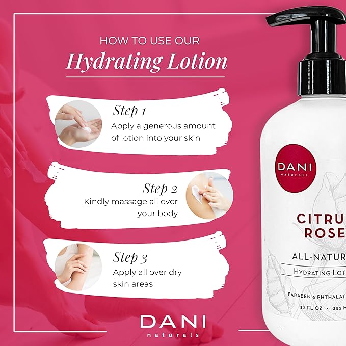 Naturals Hand & Body Lotion - Citrus Rose Scented, Deep Hydration Lotion for Dry Skin, With Shea Butter & Aloe Vera, Natural & Organic Ingredients, Paraben-Free, 12 Oz-GlimoraGlow
