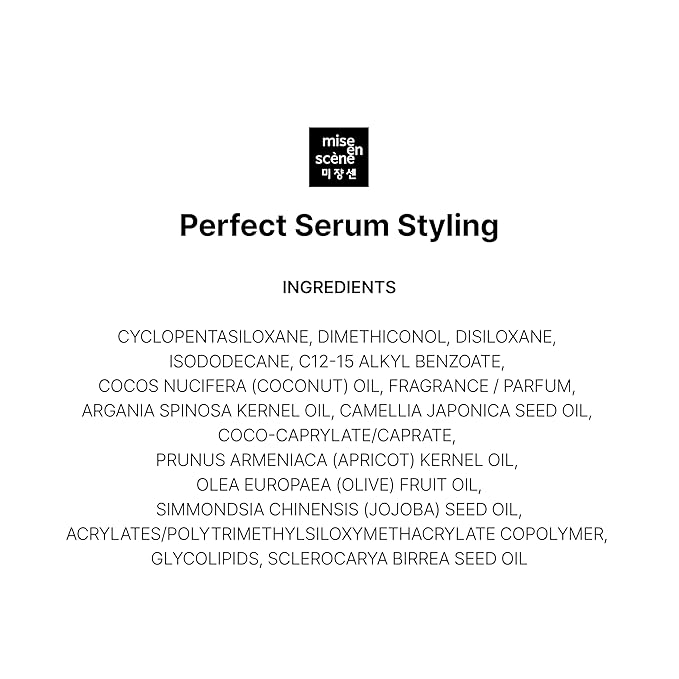 Mise En Scene Perfect Styling Serum for Heat Damage Protection - Hair Serum for holding Bounce, Hair Essence for Long Lasting Curl, Powdery Scent, with Argan Oils, 2.70 fl. Oz-GlimoraGlow