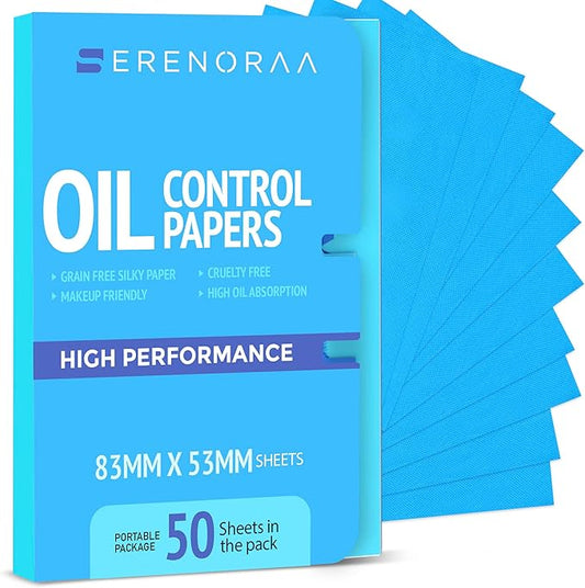 Oil Blotting Sheets for Face - Portable 1x50 Blue Oil Wipes Sheets for Face - Japanese High Performance Technology Makeup Blotting Paper -Grain Free Softer Oil Pads Absorbing Face Oil Tissues for Face-GlimoraGlow