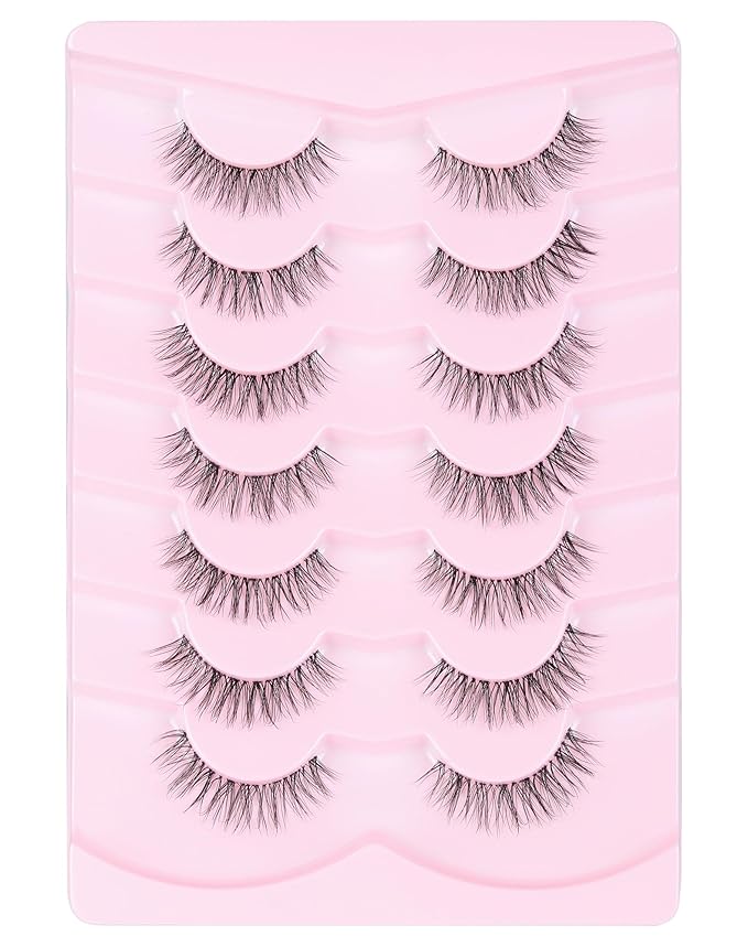 Eyelashes Wispy Lashes Natural Mink Eye Lashes Pack Clear Band Strip Lashes That Look Like Extensions Short False Eyelashes Natural 7 Pairs-GlimoraGlow
