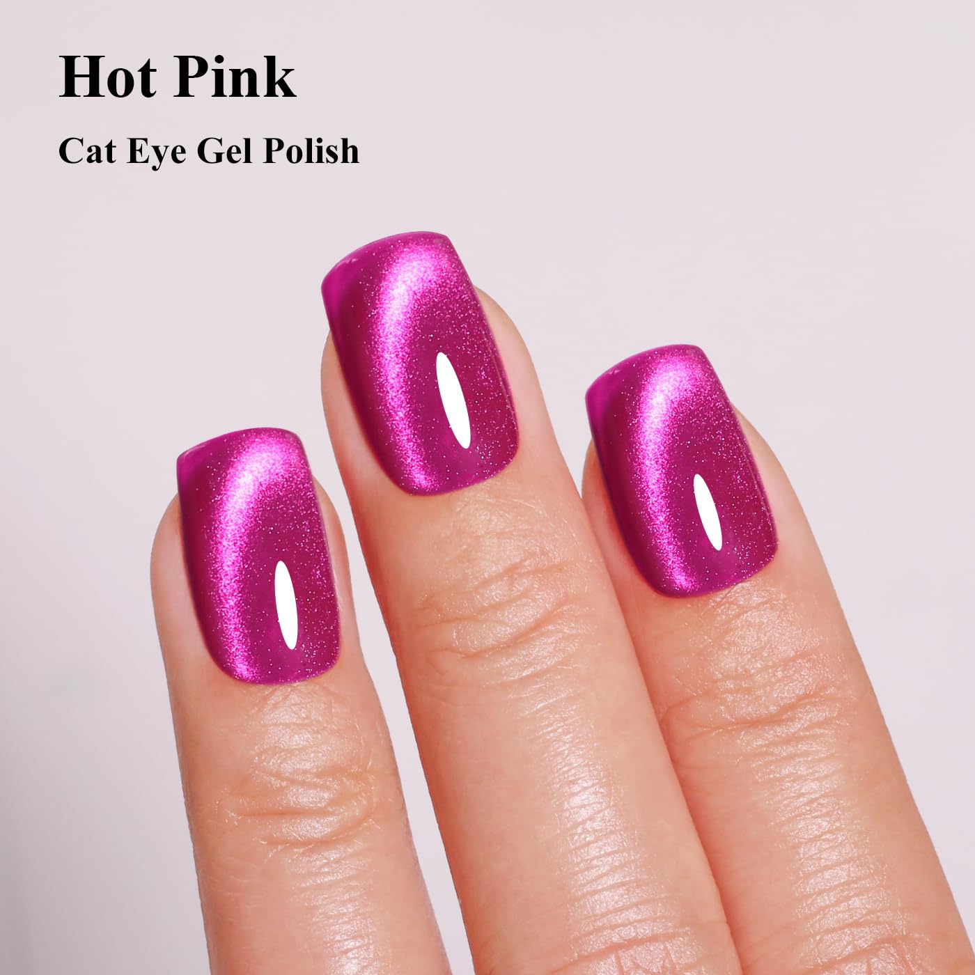 Imtiti Cat Eye Gel Nail Polish, Hot Pink Holographic Magnetic Crystal Nail Gel Polish With Magnet Glittery Galaxy Spring Summer Kit Soak Off UV Led 10ML-GlimoraGlow