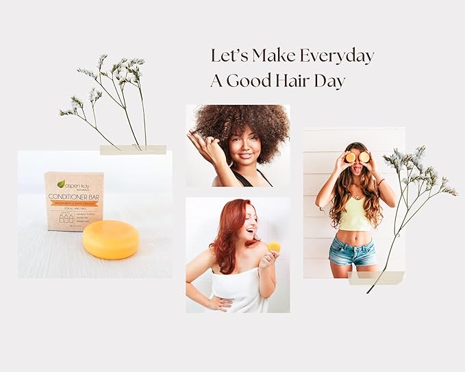 Solid Lemongrass & Sweet Orange Conditioner Bar, Natural & Organic, For All Hair Types Including Frizzy, Sulfate-Free & Cruelty-Free, 2.3 Ounce (2-Pack)-GlimoraGlow