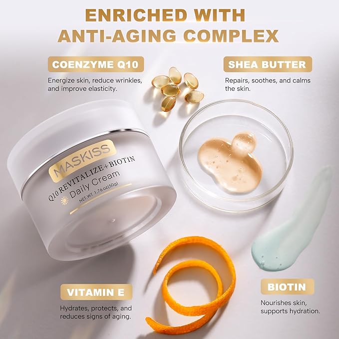 Firming Neck Cream & Anti-Wrinkle Face Cream with Coenzyme Q10, Unscented Skin Firming Neck Cream, Anti Aging Facial Moisturizer for Sensitive Skin, 1.76 Oz Jar-GlimoraGlow