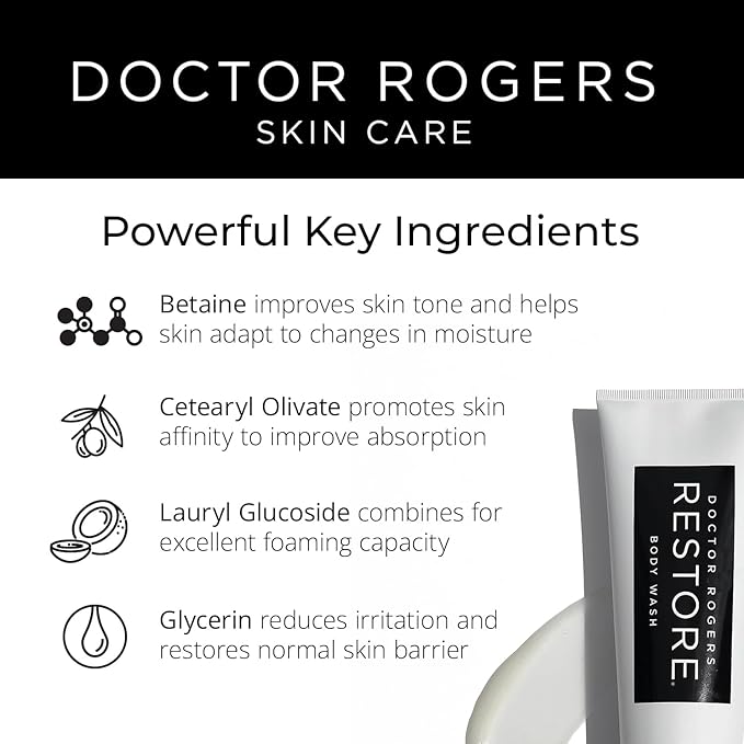 Doctor Rogers Hydrating Body Wash, Moisturizing Shower Cleanser, Dermatologist-Created Bath Soap For Women & Men, Cleanses & Repairs the Skin Barrier, Paraben & Sulfate-Free, 236 ml / 8 fl oz-GlimoraGlow