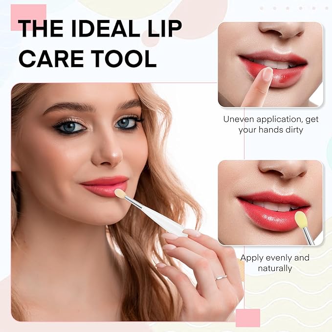 Unaone Lip Scrub Brush - 4 PCS Dual-ended Lip Scrubber Exfoliator and Silicone Lip Brush, 2-in-1 Silicone Lip Scrub Tool Lip Mask Applicator, Gentle Exfoliator & Applicator for Soft-GlimoraGlow