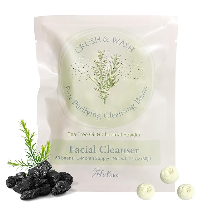 Daily 3 in 1 Facial Cleanser, Exfoliator and Wash-off Mask, Vegan, Cruelty Free, Plastic Free, Travel Friendly, 1 Month Supply Refill (60 Tablets) (Purifying)-GlimoraGlow