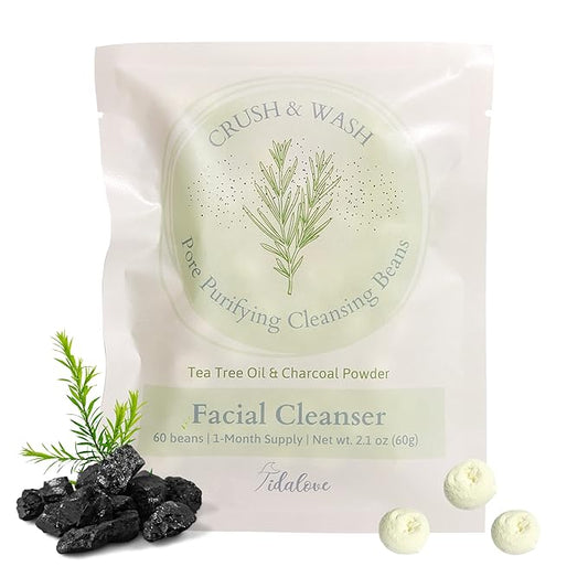 Daily 3 in 1 Facial Cleanser, Exfoliator and Wash-off Mask, Vegan, Cruelty Free, Plastic Free, Travel Friendly, 1 Month Supply Refill (60 Tablets) (Purifying)-GlimoraGlow