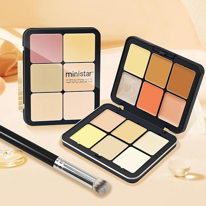 12 Colors Cream [Blush+Contour+Concealer+Highlighter] Makeup Palette for Cheeks - Multi-functional Makeup Palette with Brush, Natural Matte Long Wearing, Waterproof Face Makeup Palette (#04)-GlimoraGlow
