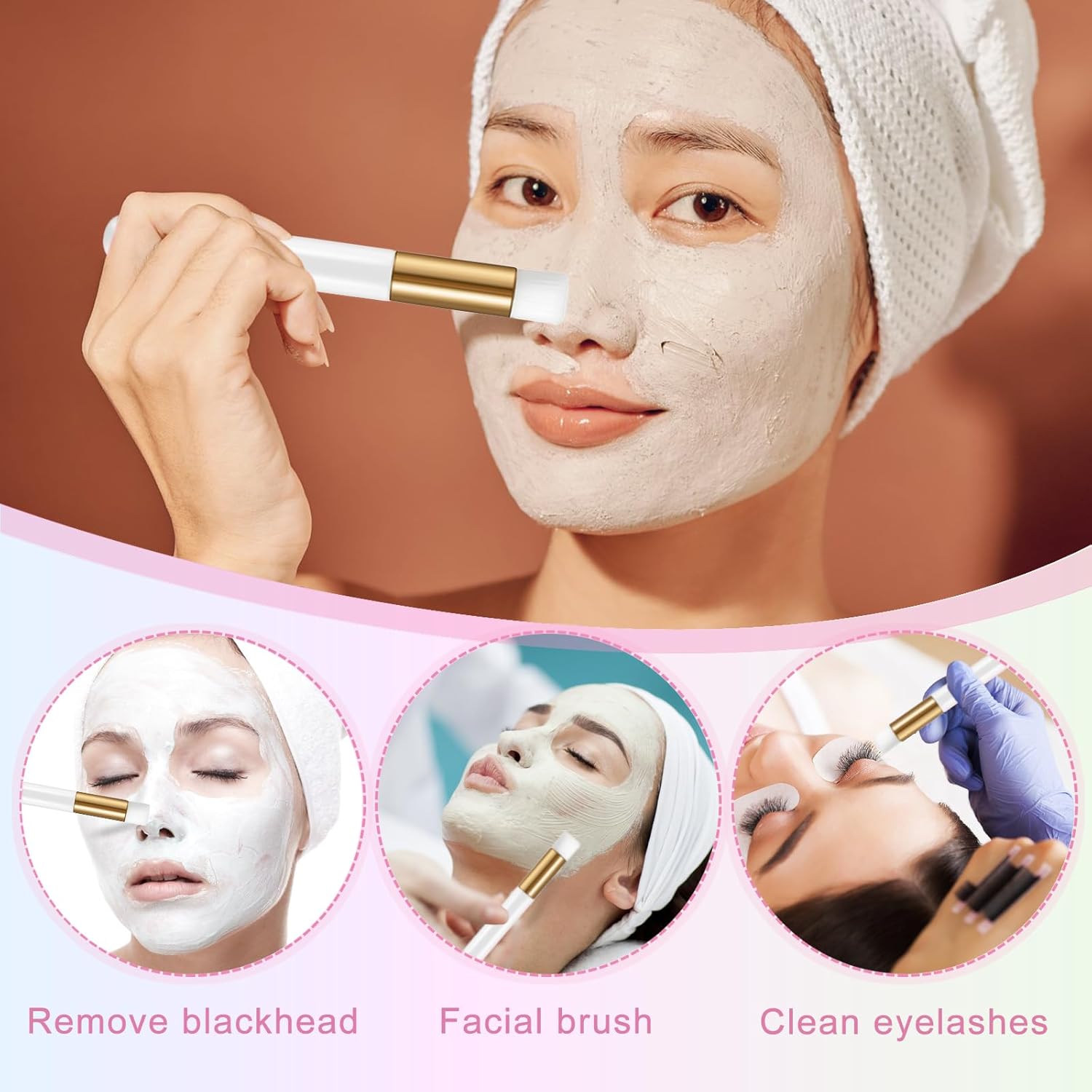 50PCS Lash Shampoo Bottles Brushes Set, Empty Lash Shampoo Bottle, Lash Cleaning Brush, Eyelash Extension Tube Brush, Instructions Cards, Aftercare Bags for Lash Business Clients (50pcs in white)-GlimoraGlow