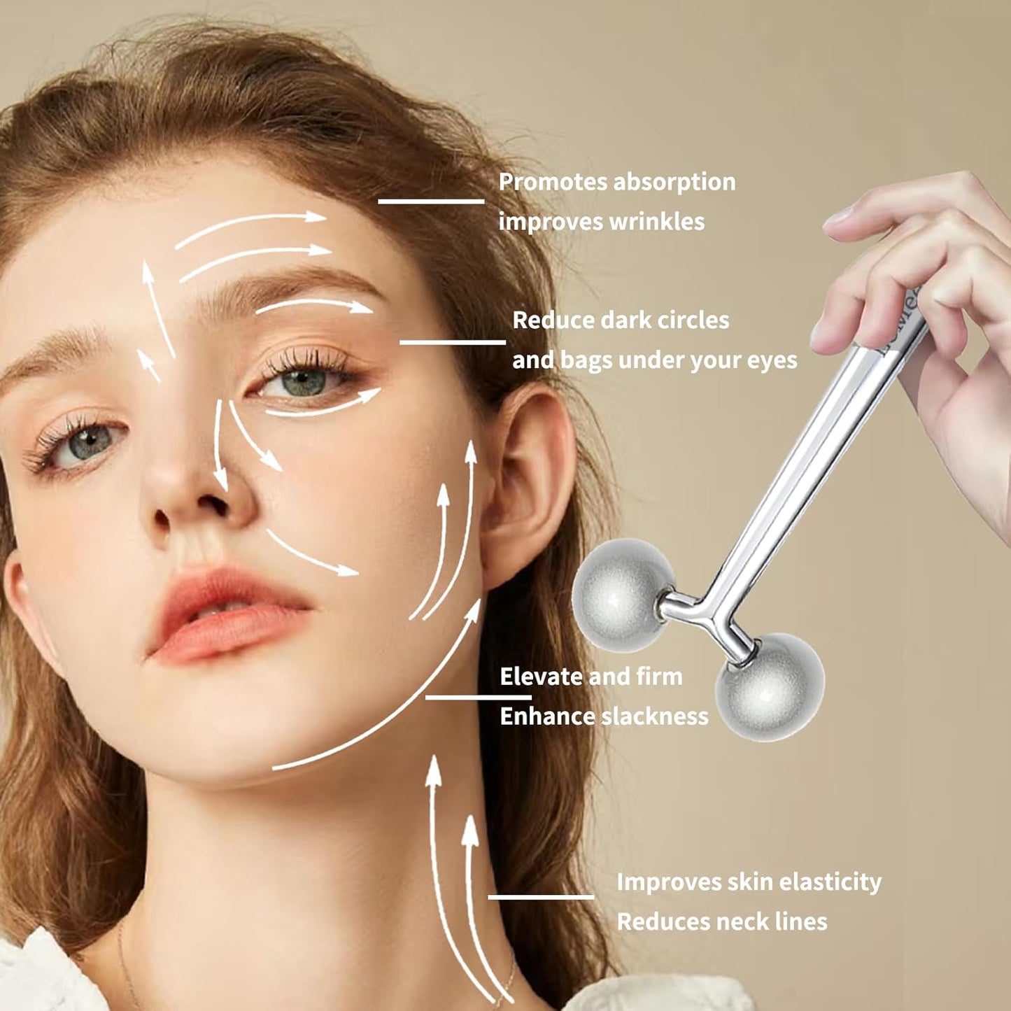 Gua Sha Facial Tools Stainless Steel & Face Roller Massager Skin, Facial Massage Skin Care for Face Neck Body, Reduce Puffiness Remove Wrinkles, Valentines Gift for Women-GlimoraGlow