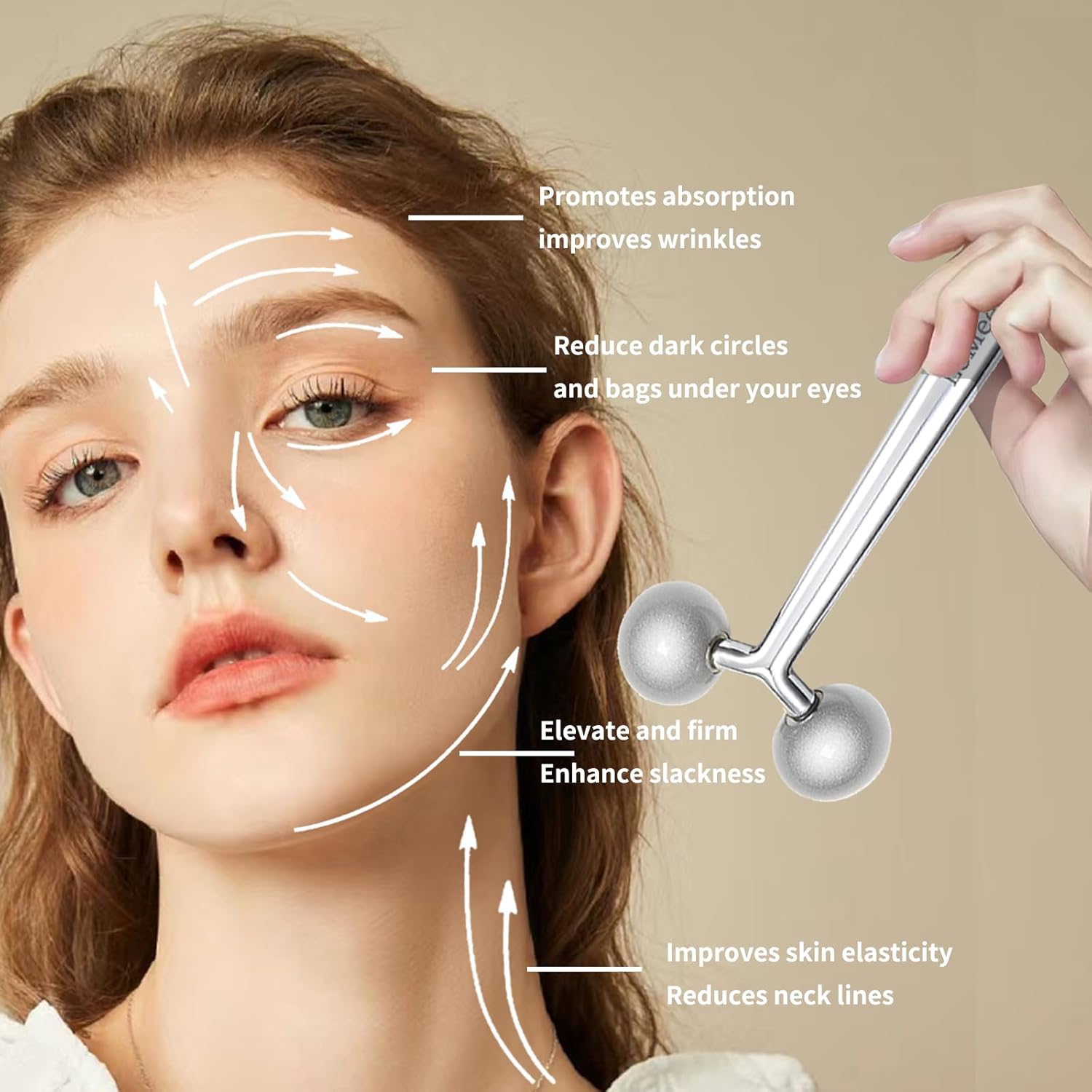 Gua Sha Facial Tools Stainless Steel & Face Roller Massager Skin, Facial Massage Skin Care for Face Neck Body, Reduce Puffiness Remove Wrinkles, Valentines Gift for Women-GlimoraGlow