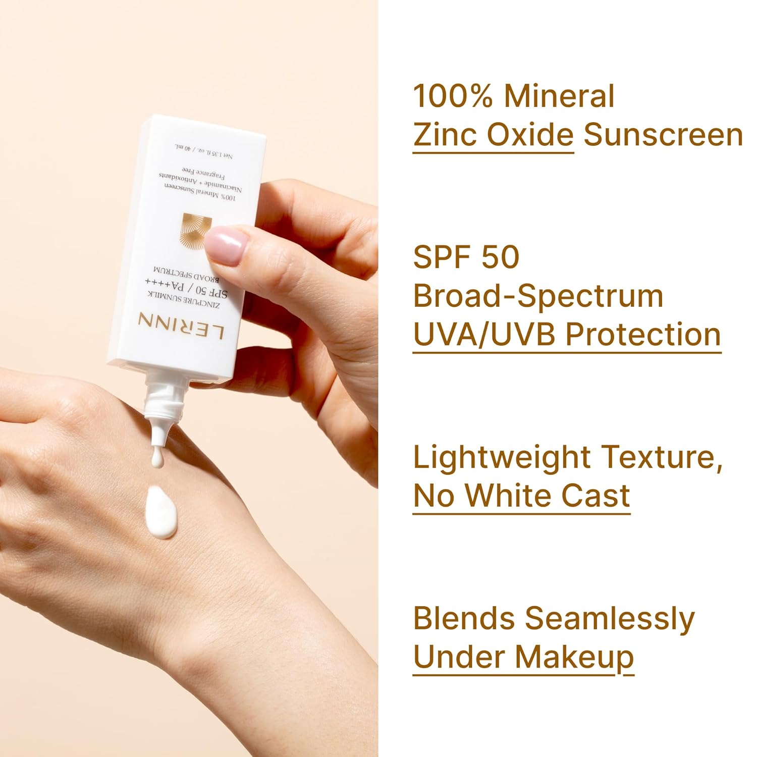ZincPure Sunmilk SPF 50/PA++++ Broad Spectrum, 100% Mineral Facial Sunscreen, Lightweight Sheer Finish, No White Cast, Fragrance-Free Daily Moisturizer for Sensitive & All Skin Types (40 ml)-GlimoraGlow