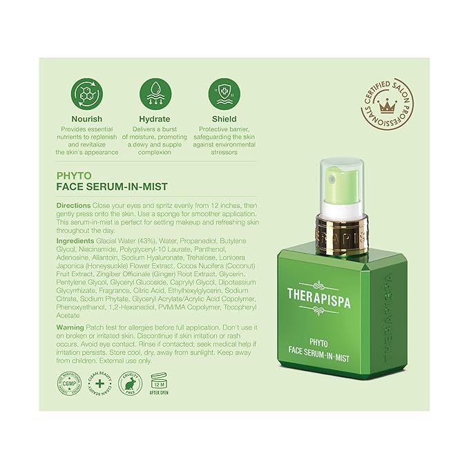 Face Serum-In-Mist – Refreshing Face Mist & Spray Serum with Niacinamide, Panthenol & Hyaluronic Acid for Hydration, Balance & Skin Vitality (Phyto, 2.0 fl oz)-GlimoraGlow