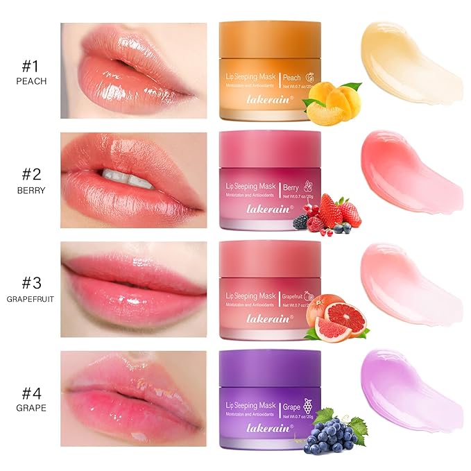 Hydrating Lip Sleeping Mask - Day and Night Repair Lip Balm for Chapped Dry Lips - Reduce Lip Lines, Enhance Lip Color, Hydrate & Plump Lips Care Lip Mask (Berry)-GlimoraGlow