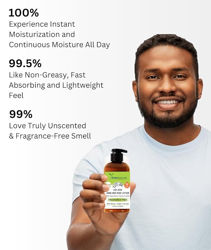 RaGaNaturals Natural Unscented Body Lotion for Dry Skin with Shea Butter and Vitamin E & B5 - Hydrating, Nourishing, Fragrance Free Hand Moisturizer With Organic Essence - For Women, Men, Kids - 8 Oz-GlimoraGlow
