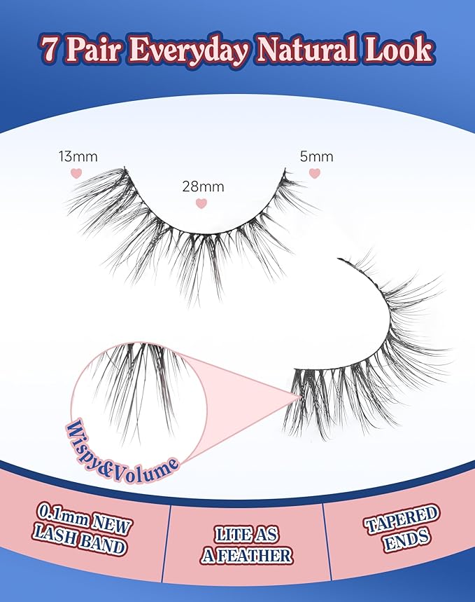 Natural Cat Eye Lashes Strip False Eyelashes Natural Look Flared Manga Spiky Eyelash 7 Pairs 13MM D293-GlimoraGlow