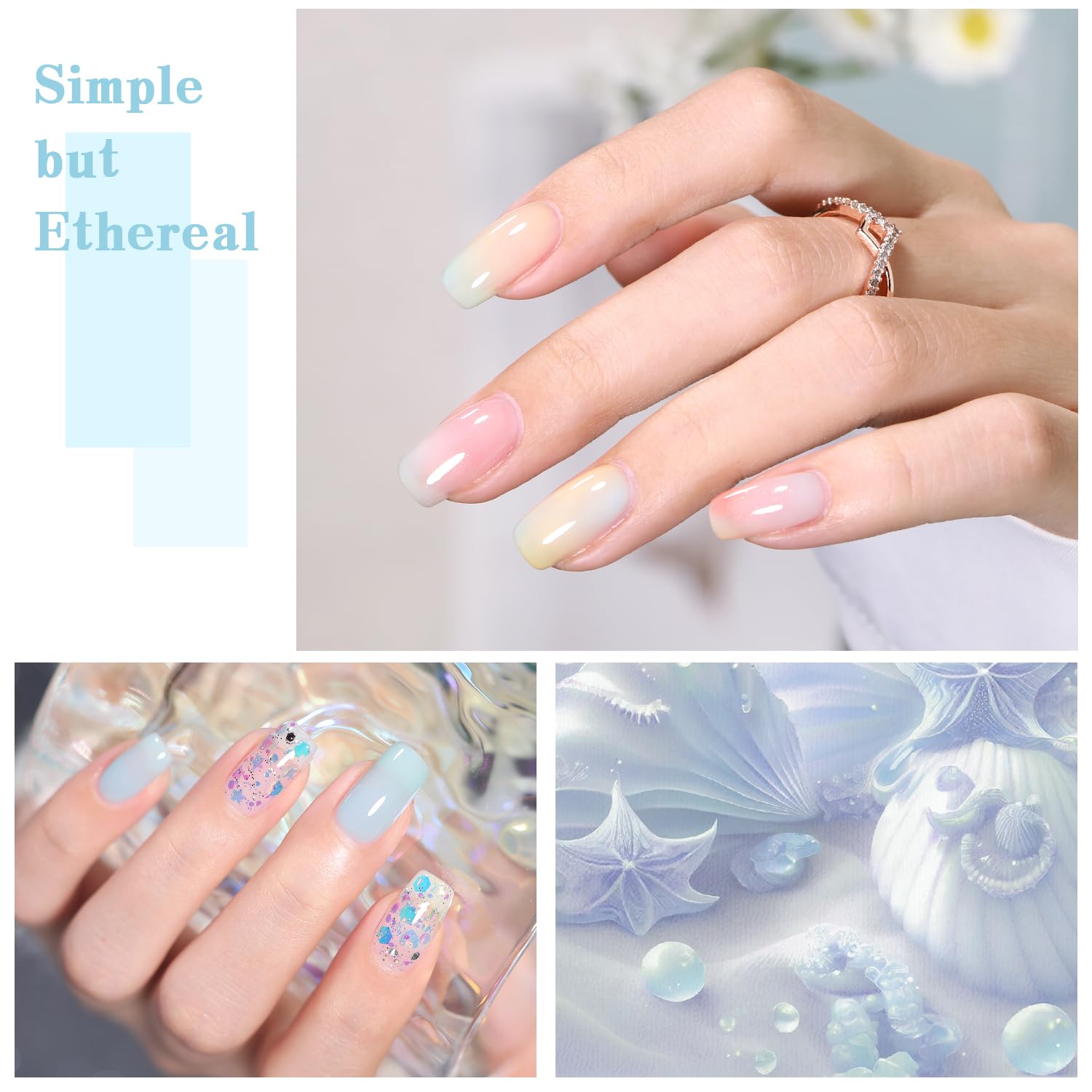 Jelly Pastel Gel Nail Polish Set 10Pcs Candy Colors Collection,Translucent Spring Summer nail gel polish Manicure at Home DIY Easter Mother's Day Gifts-GlimoraGlow