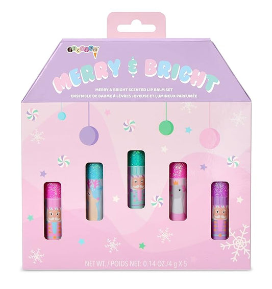 iscream Nutcracker Sweet 5-piece Scented Holiday Lip Balm Set-GlimoraGlow